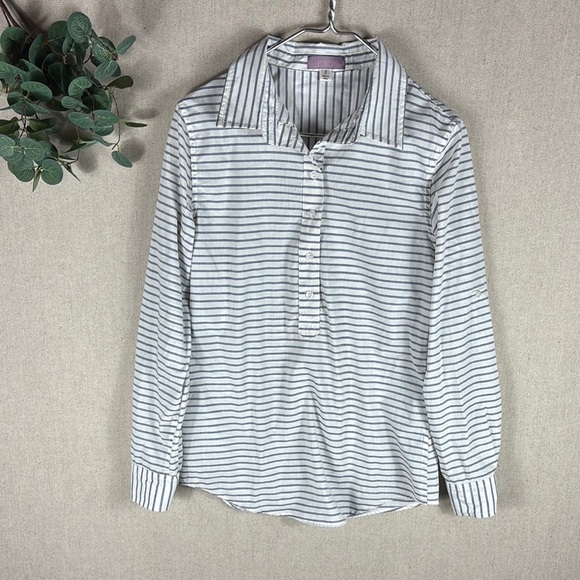 Anthropologie Tops - Harper > Striped Quarter Button Down Blouse Small
